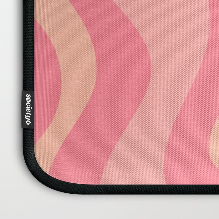 Retro Liquid Swirl Abstract Pattern Square In Bubblegum Blush Pink Tones Laptop Sleeve Gallery Image 3