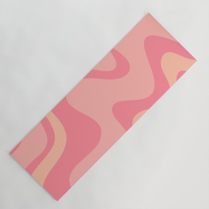 Retro Liquid Swirl Abstract Pattern Square In Bubblegum Blush Pink Tones Yoga Mat Gallery Image 1