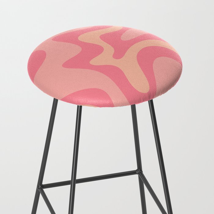 Retro Liquid Swirl Abstract Pattern Square In Bubblegum Blush Pink Tones Stool Gallery Image 2