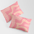 Retro Liquid Swirl Abstract Pattern Square In Bubblegum Blush Pink Tones Pillow Sham Gallery Image 3