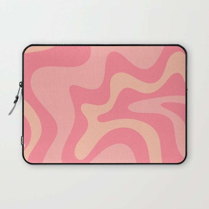 Retro Liquid Swirl Abstract Pattern Square In Bubblegum Blush Pink Tones Laptop Sleeve Gallery Image 1