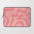 Retro Liquid Swirl Abstract Pattern Square In Bubblegum Blush Pink Tones Laptop Sleeve Gallery Image 1