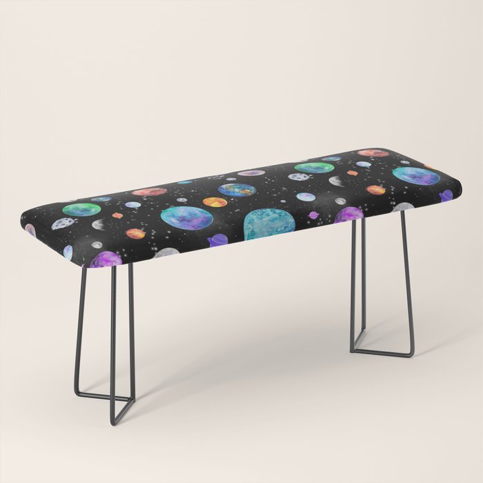 Outer Space Planets Watercolor Galaxy Bench Gallery Image 1