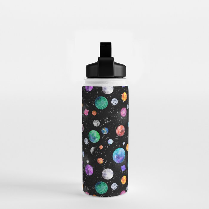 Outer Space Planets Watercolor Galaxy Water Bottle Gallery Image 2