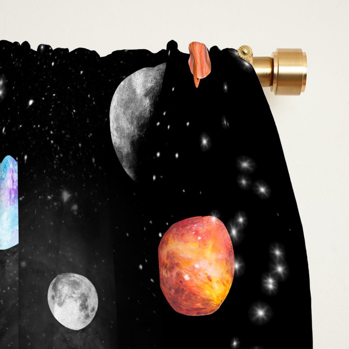 Outer Space Planets Watercolor Galaxy Window Curtain Gallery Image 2
