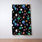 Outer Space Planets Watercolor Galaxy Window Curtain Gallery Image 3