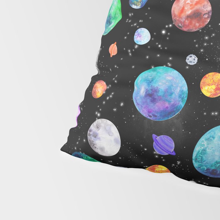 Outer Space Planets Watercolor Galaxy Pillow Sham Gallery Image 4