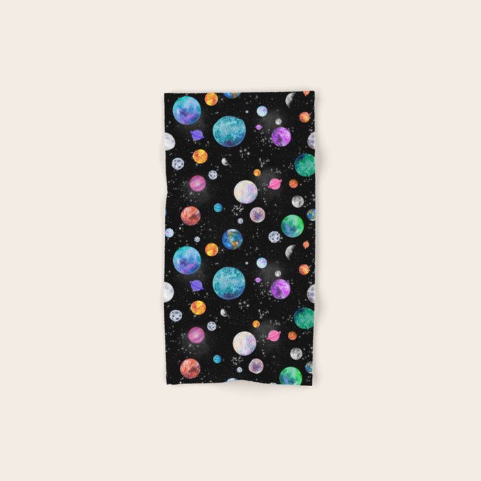 Outer Space Planets Watercolor Galaxy Bath Towel Gallery Image 1