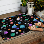 Outer Space Planets Watercolor Galaxy Outdoor Rug Gallery Image 2