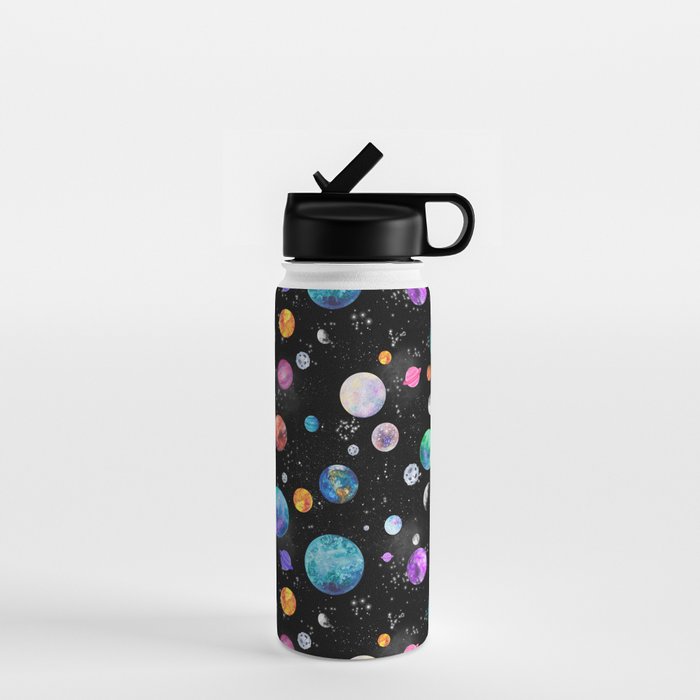 Outer Space Planets Watercolor Galaxy Water Bottle Gallery Image 1