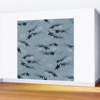 Orca in Motion / blue-gray ocean pattern Wall Mural Gallery Image 2