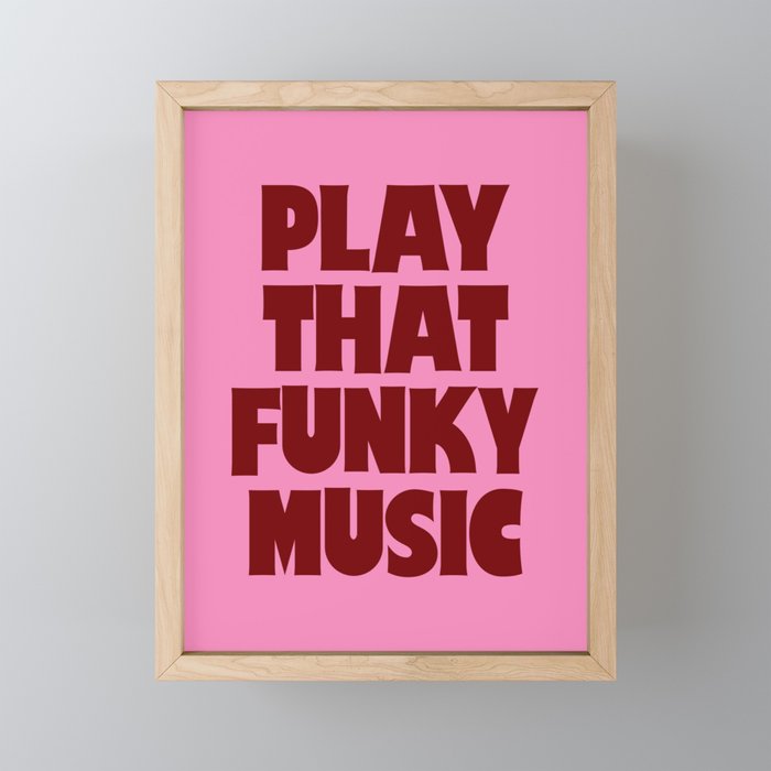 Play That Funky Music - Red and Pink Typography Mini Art Print Gallery Image 1