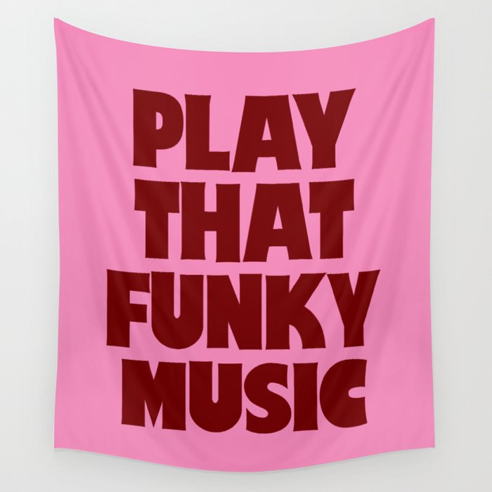 Play That Funky Music - Red and Pink Typography Wall Tapestry Gallery Image 4