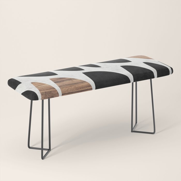 Mid-Century Modern Pattern No.7 - Concrete and Wood Bench Gallery Image 1