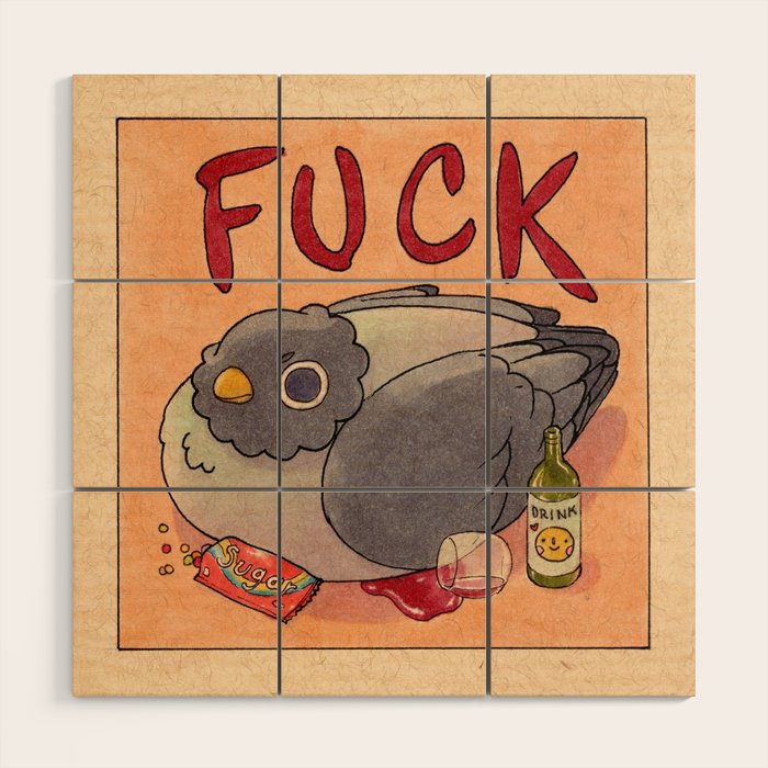 'Fuck' Pigeon 05 Wood Wall Art Gallery Image 1