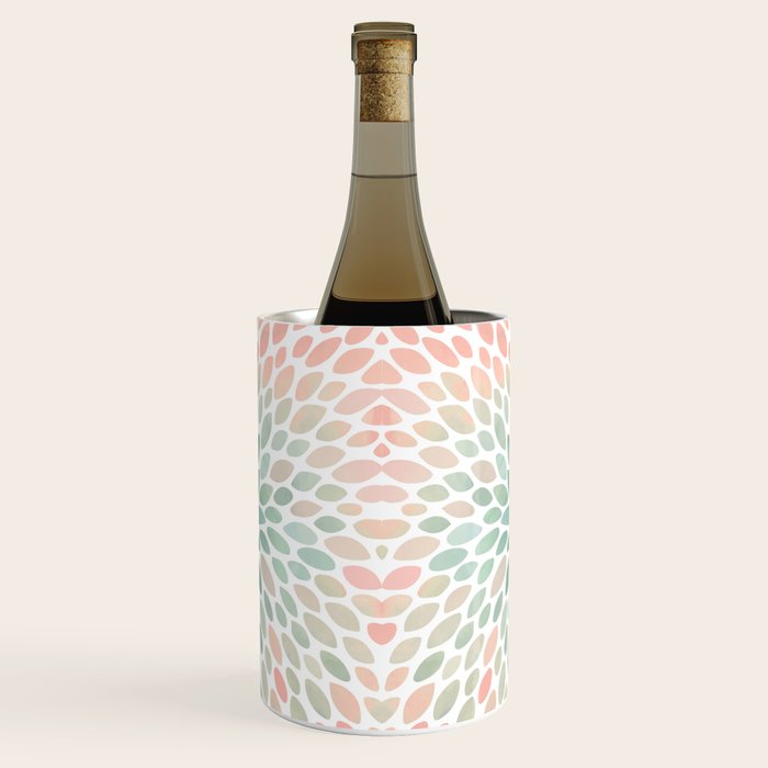 Floral Bloom, Abstract Watercolor, Coral, Peach, Green, Floral Prints Wine Chiller Gallery Image 1