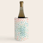 Floral Bloom, Abstract Watercolor, Coral, Peach, Green, Floral Prints Wine Chiller Gallery Image 3