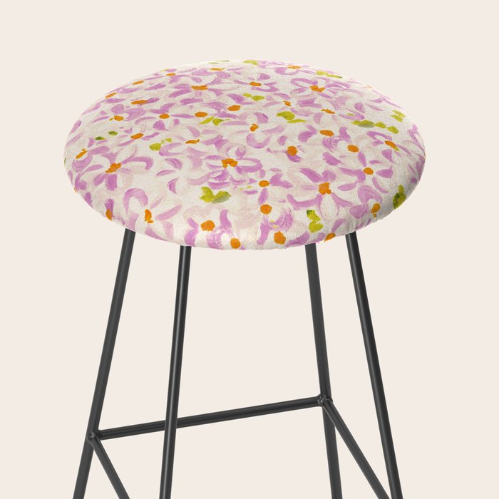Pink brush stroke flowers Stool Gallery Image 2