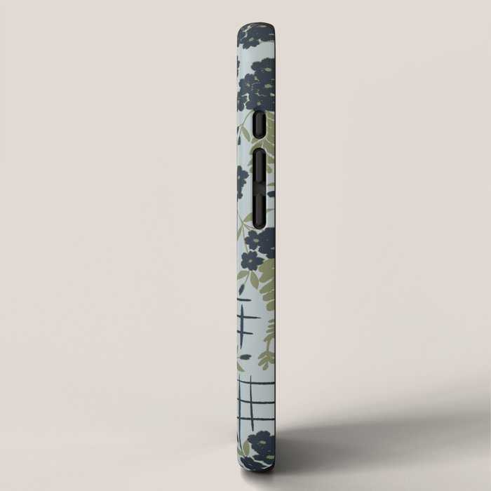 Blue floral with checks iPhone Case Gallery Image 2