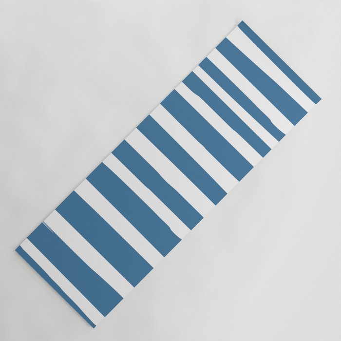 Ocean Stripes, Abstract, Blue and White, Striped Pattern Yoga Mat Gallery Image 1