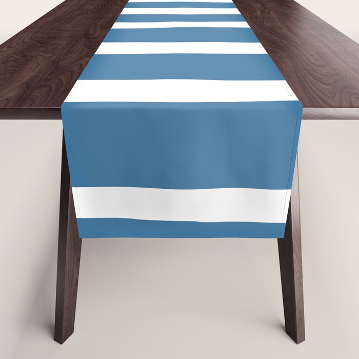 Ocean Stripes, Abstract, Blue and White, Striped Pattern Table Runner Gallery Image 1
