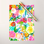 Bright Colorful Floral painting Wrapping Paper Gallery Image 1