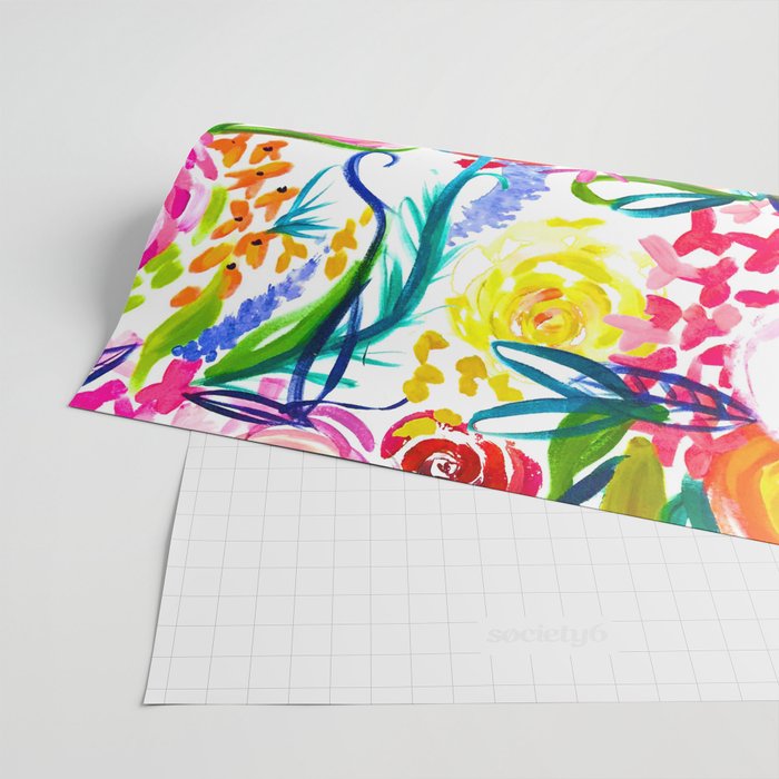 Bright Colorful Floral painting Wrapping Paper Gallery Image 2