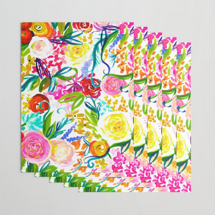 Bright Colorful Floral painting Wrapping Paper Gallery Image 3