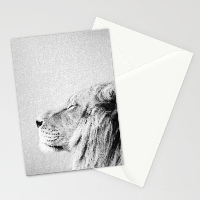 Lion Portrait - Black & White Stationery Card Gallery Image 2