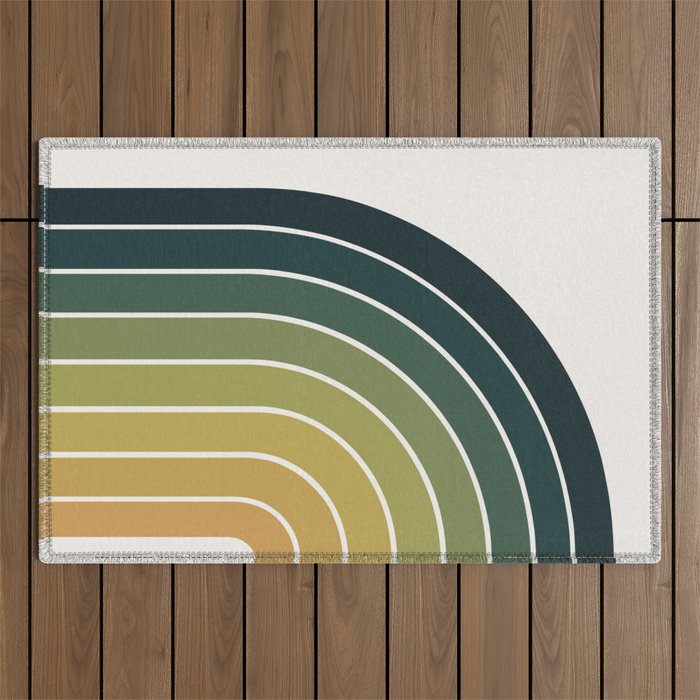 Gradient Arch XXVI Green Tones Mid Century Modern Rainbow Outdoor Rug Gallery Image 1