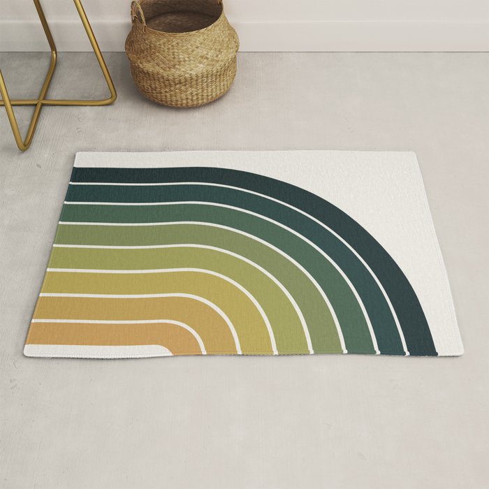 Gradient Arch XXVI Green Tones Mid Century Modern Rainbow Rug Gallery Image 1