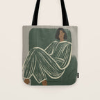  portrait of a woman in a striped suit and a green chair Tote Bag Gallery Image 1
