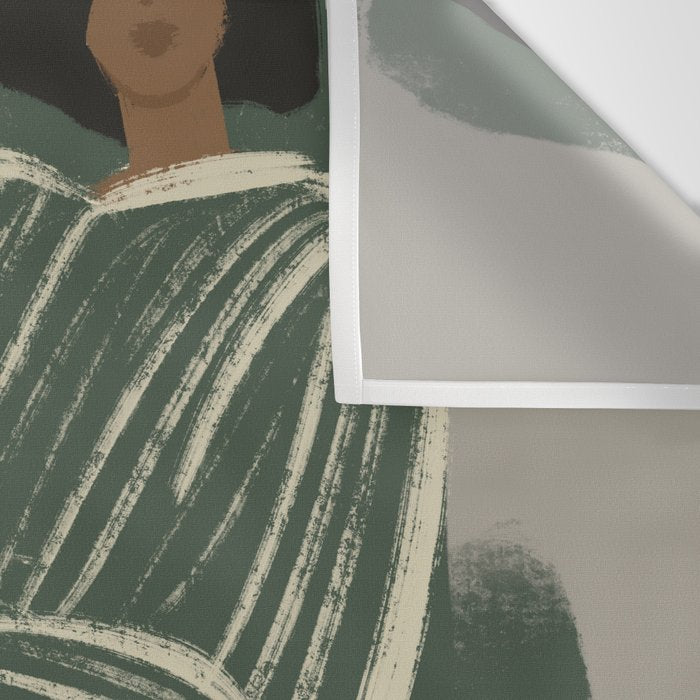  portrait of a woman in a striped suit and a green chair Wall Tapestry Gallery Image 3
