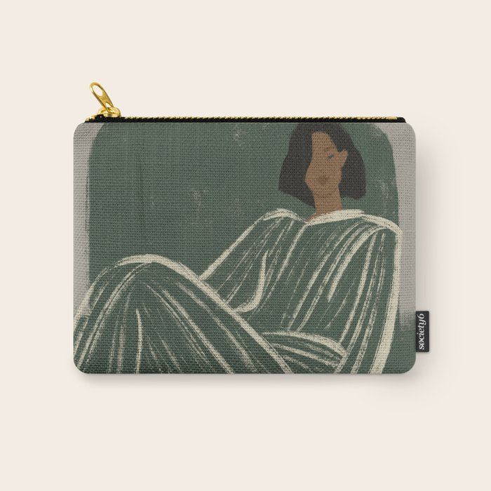  portrait of a woman in a striped suit and a green chair Carry All Pouch Gallery Image 1
