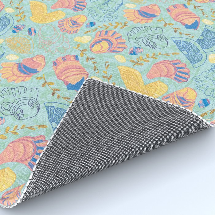 Coastal Oysters on the Beach in Seafoam Green Rug Gallery Image 4