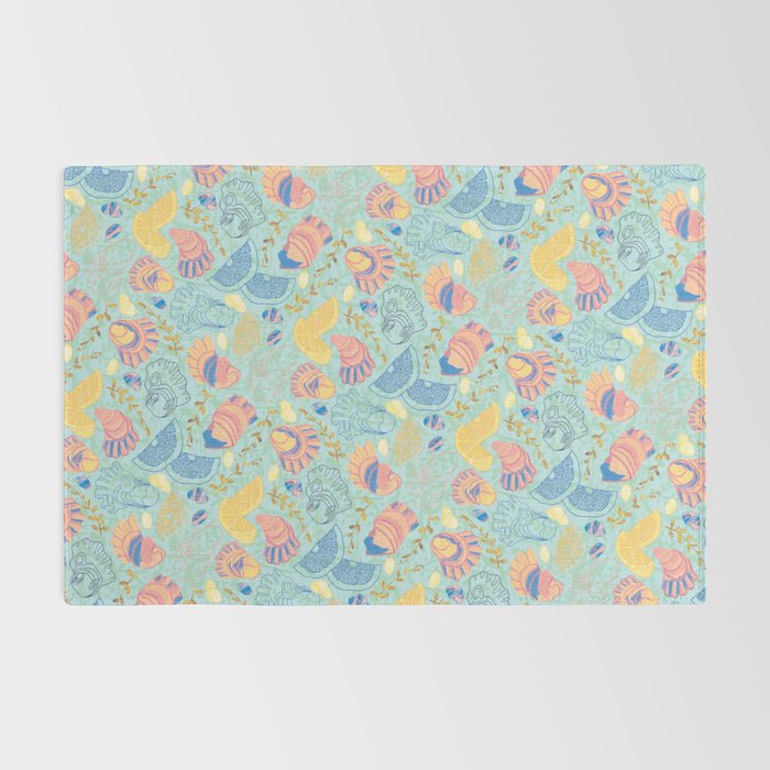 Coastal Oysters on the Beach in Seafoam Green Rug Gallery Image 2