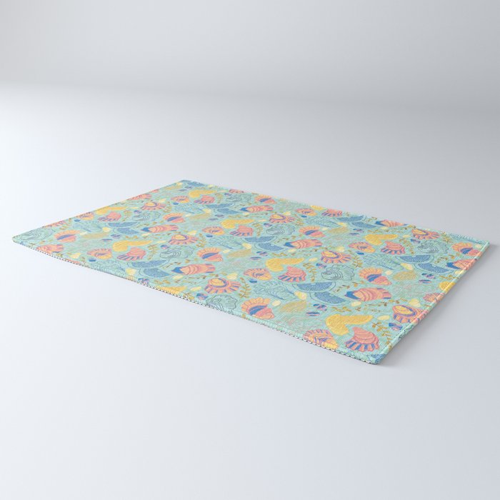 Coastal Oysters on the Beach in Seafoam Green Rug Gallery Image 3