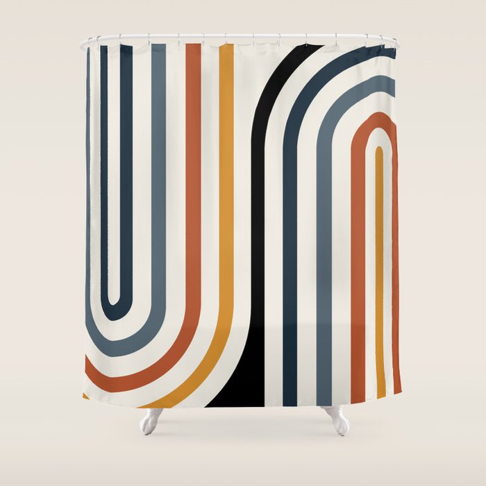 Bold Curvature Stripes IV Shower Curtain Gallery Image 1