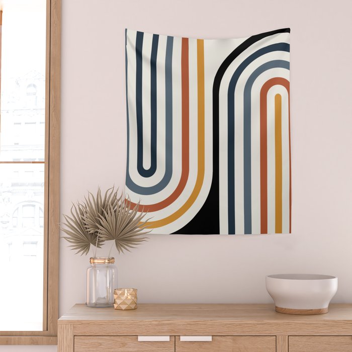 Bold Curvature Stripes IV Wall Tapestry Gallery Image 2