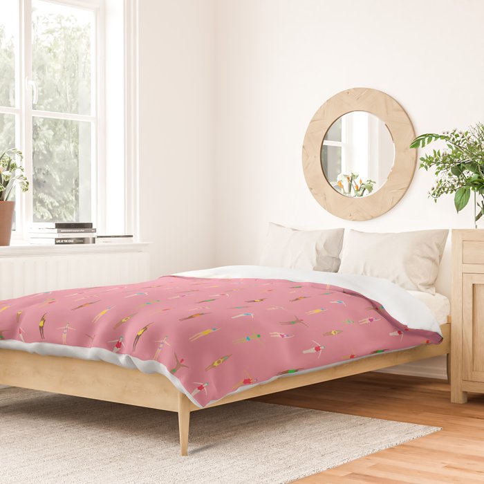 Swimmers in a Sea of Pink Duvet Cover Gallery Image 2