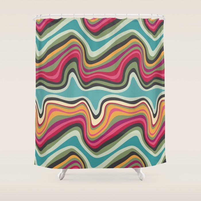 retro wave MANA Shower Curtain Gallery Image 1
