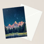 Grand Teton National Park Mountains Stars Night Sky Print Stationery Card Gallery Image 2