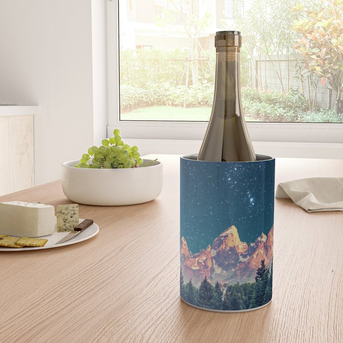 Grand Teton National Park Mountains Stars Night Sky Print Wine Chiller Gallery Image 4