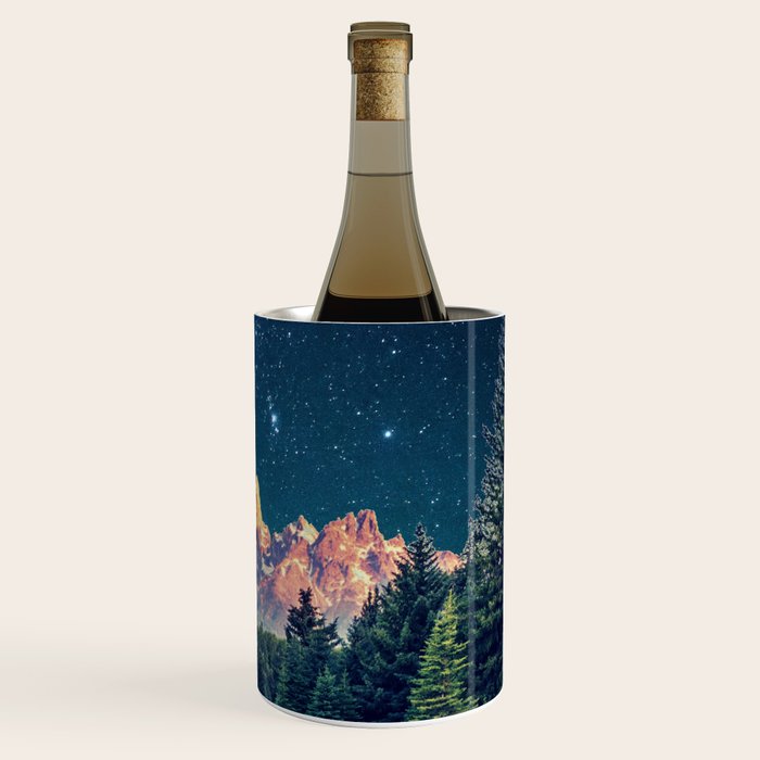 Grand Teton National Park Mountains Stars Night Sky Print Wine Chiller Gallery Image 3