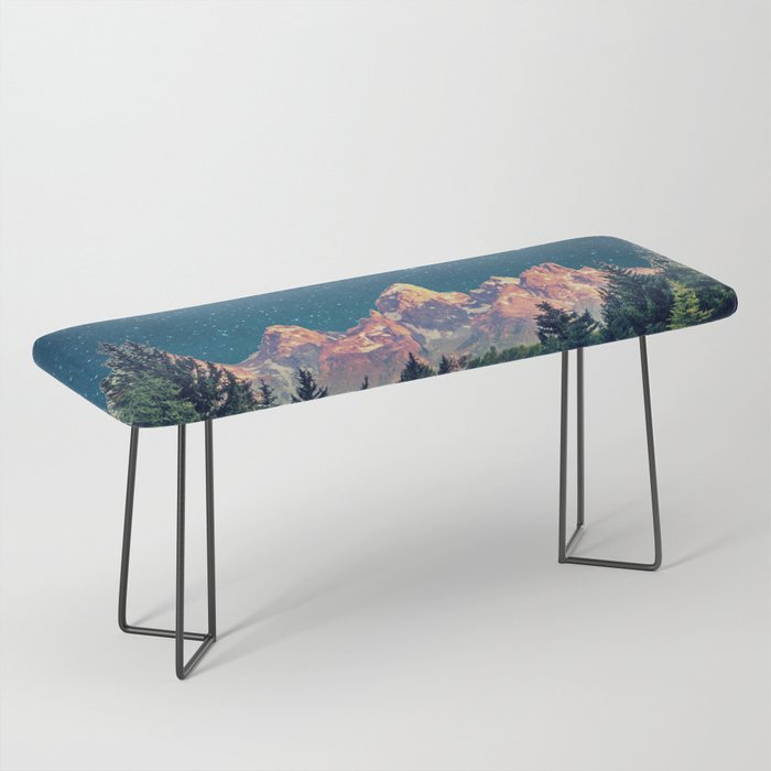 Grand Teton National Park Mountains Stars Night Sky Print Bench Gallery Image 1