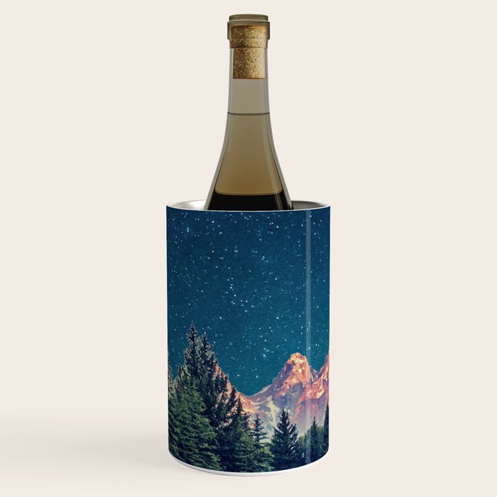 Grand Teton National Park Mountains Stars Night Sky Print Wine Chiller Gallery Image 2