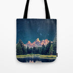 Grand Teton National Park Mountains Stars Night Sky Print Tote Bag Gallery Image 1