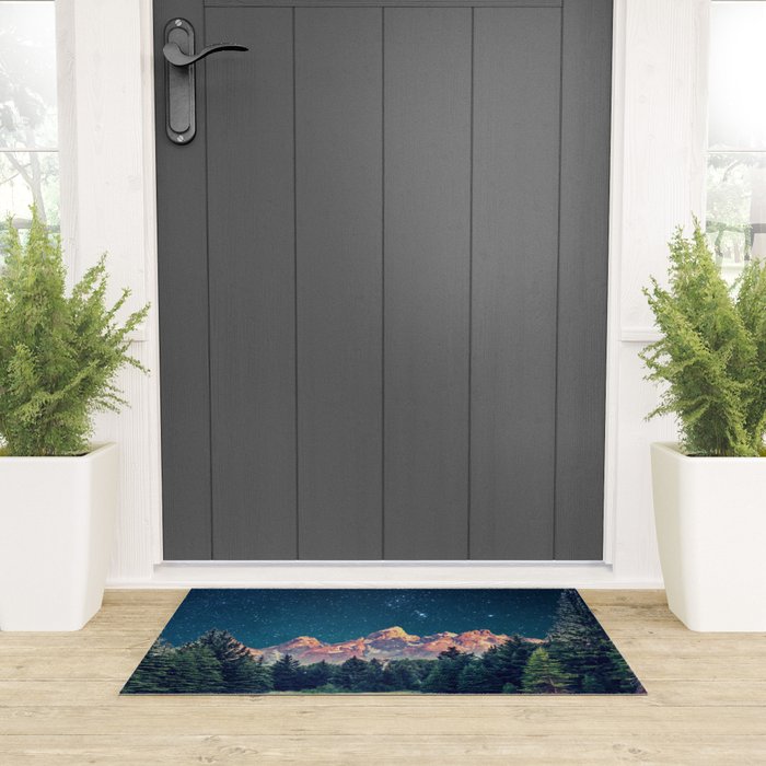 Grand Teton National Park Mountains Stars Night Sky Print Welcome Mat Gallery Image 3
