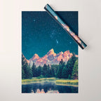 Grand Teton National Park Mountains Stars Night Sky Print Wrapping Paper Gallery Image 1