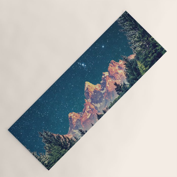 Grand Teton National Park Mountains Stars Night Sky Print Yoga Mat Gallery Image 1